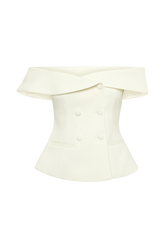 Krista Strapless Suiting Top - Ivory